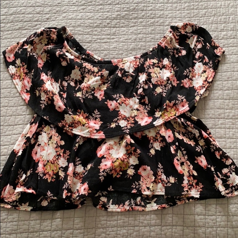 Off the shoulder shirt with flowers